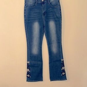 Women's Blue Embroidered Jeans